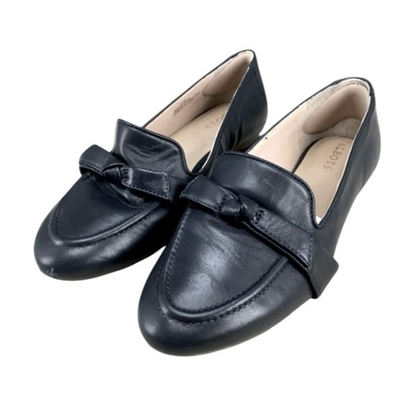 Talbots black Leather Loafers  Flats Womens 9.5 Top tie accent Slip on Casual - Picture 11 of 11